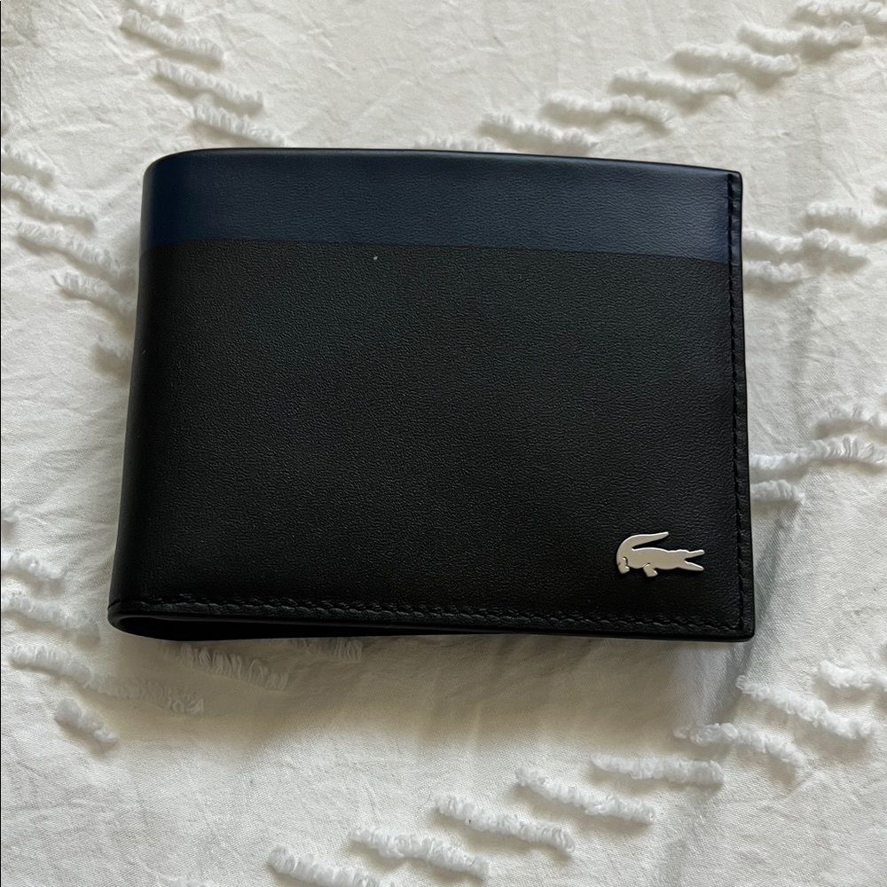 Lacoste Black and Blue Leather Wallet